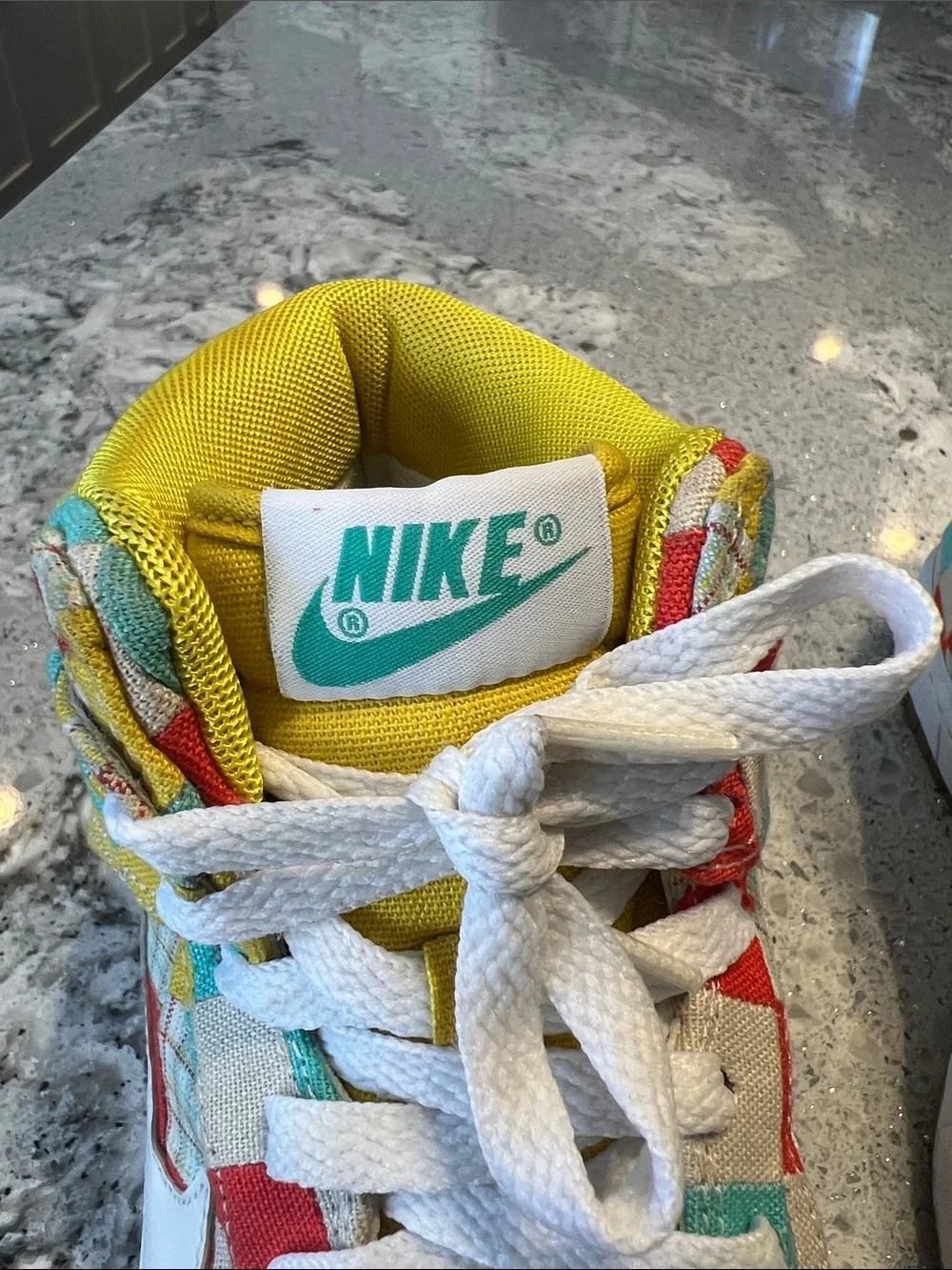 Vintage 2010 Nike Dunk High Skinny Patchwork Multi-Color EU 40 - Picture 2 of 9